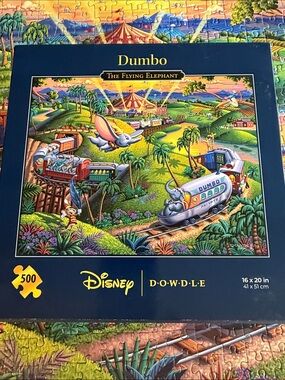 Disney Dowdle Dumbo The Flying Elephant 500-Piece Jigsaw Puzzle - Blue Box
